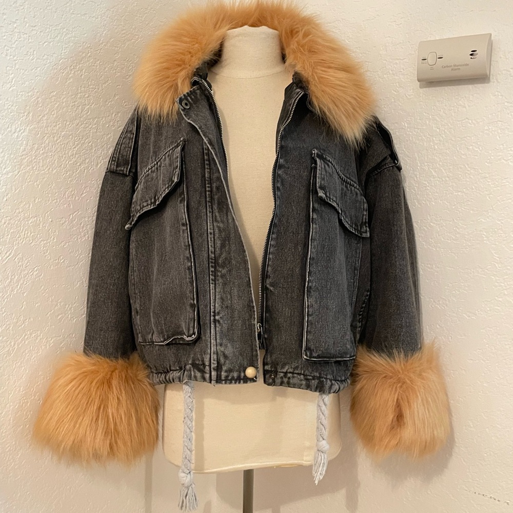 Fur Trim Denim Jean Jacket